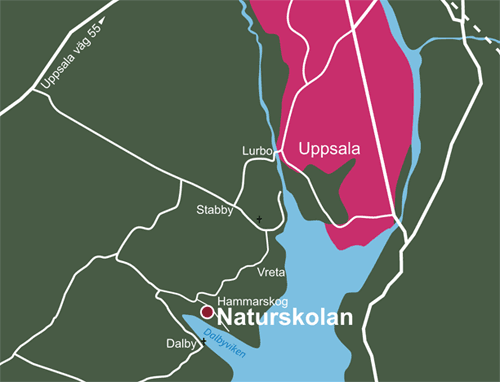 Karta som visar Naturskolans läge i Uppsala